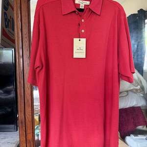 Tommy Bahama L Red Short Sleeve Silk  Polo - Midnight Diamond  #T20850